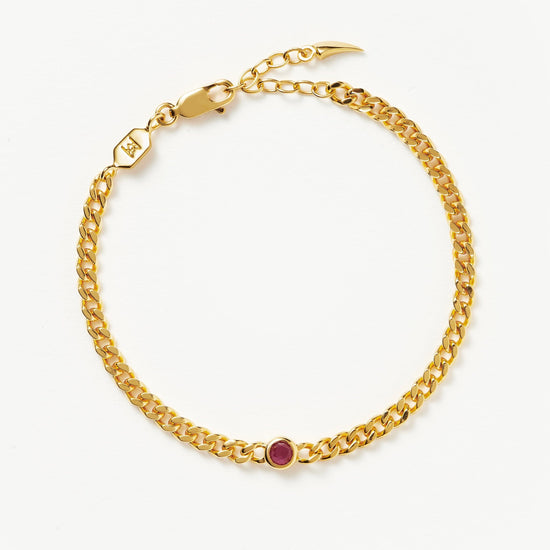 Birthstone Chain Bracelet - July | 18ct Gold Plated Vermeil/Ruby Bracelets Missoma