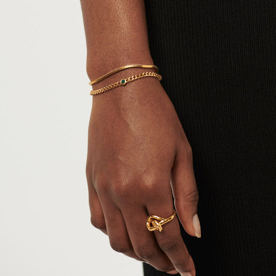 Birthstone Chain Bracelet - May | 18ct Gold Plated Vermeil/Dyed Green Chalcedony Bracelets Missoma