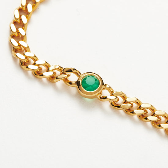 Birthstone Chain Bracelet - May | 18ct Gold Plated Vermeil/Dyed Green Chalcedony Bracelets Missoma