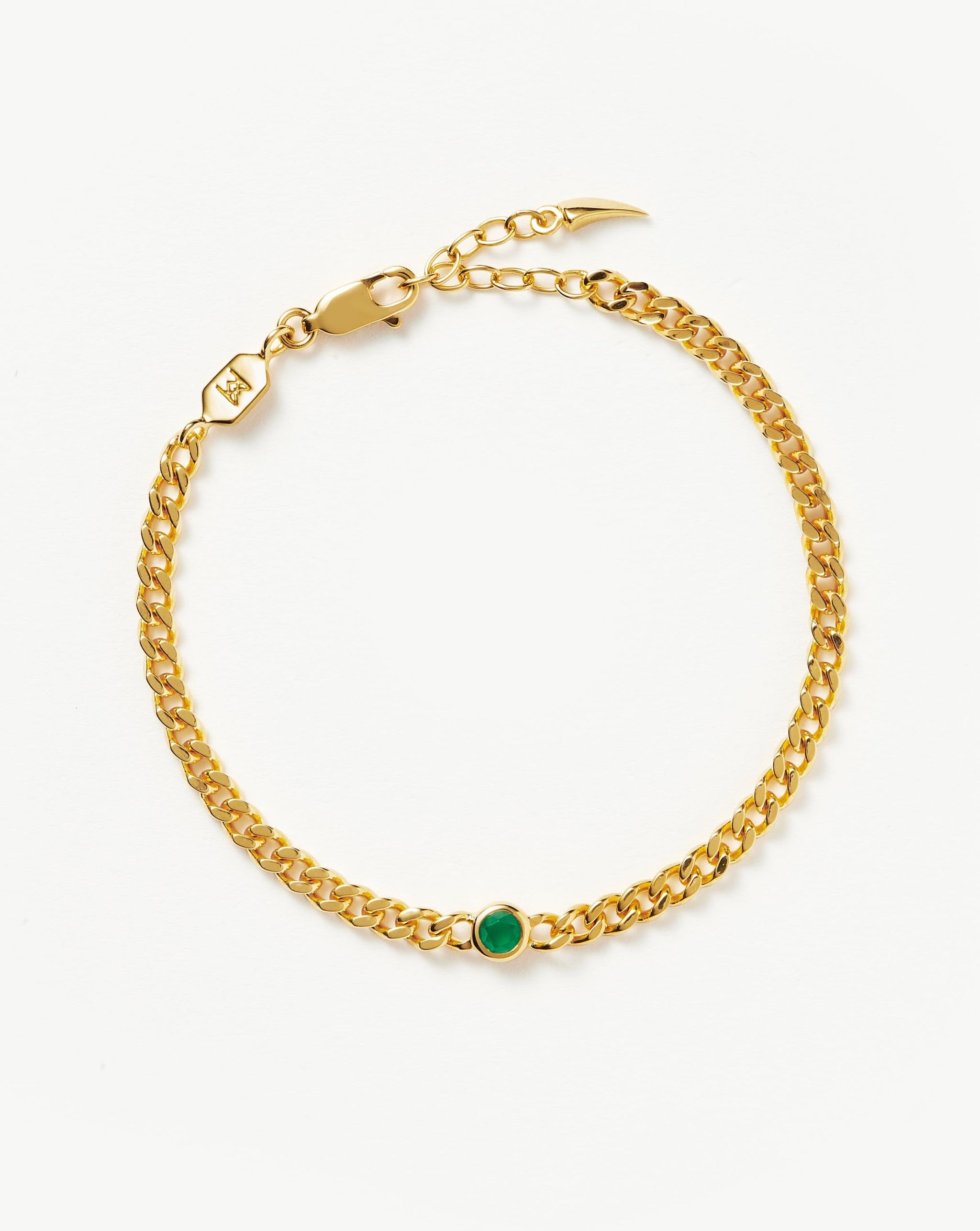 Birthstone Chain Bracelet - May | 18ct Gold Plated Vermeil/Dyed Green Chalcedony Bracelets Missoma