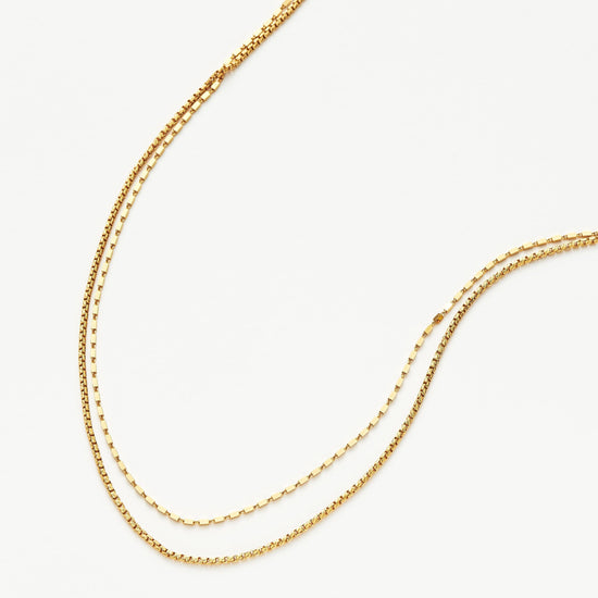 Box Link Double Chain Necklace | 18ct Gold Plated Vermeil Necklaces Missoma
