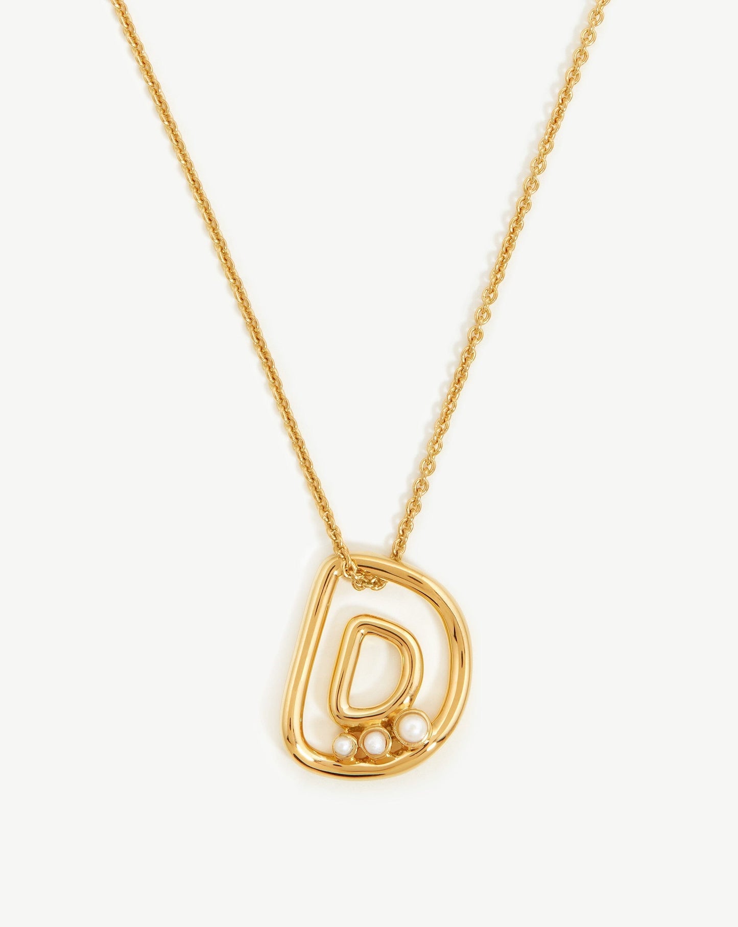 Chubby Pearl Initial Pendant Necklace - Initial D | 18ct Gold Plated Vermeil/Pearl Necklaces Missoma