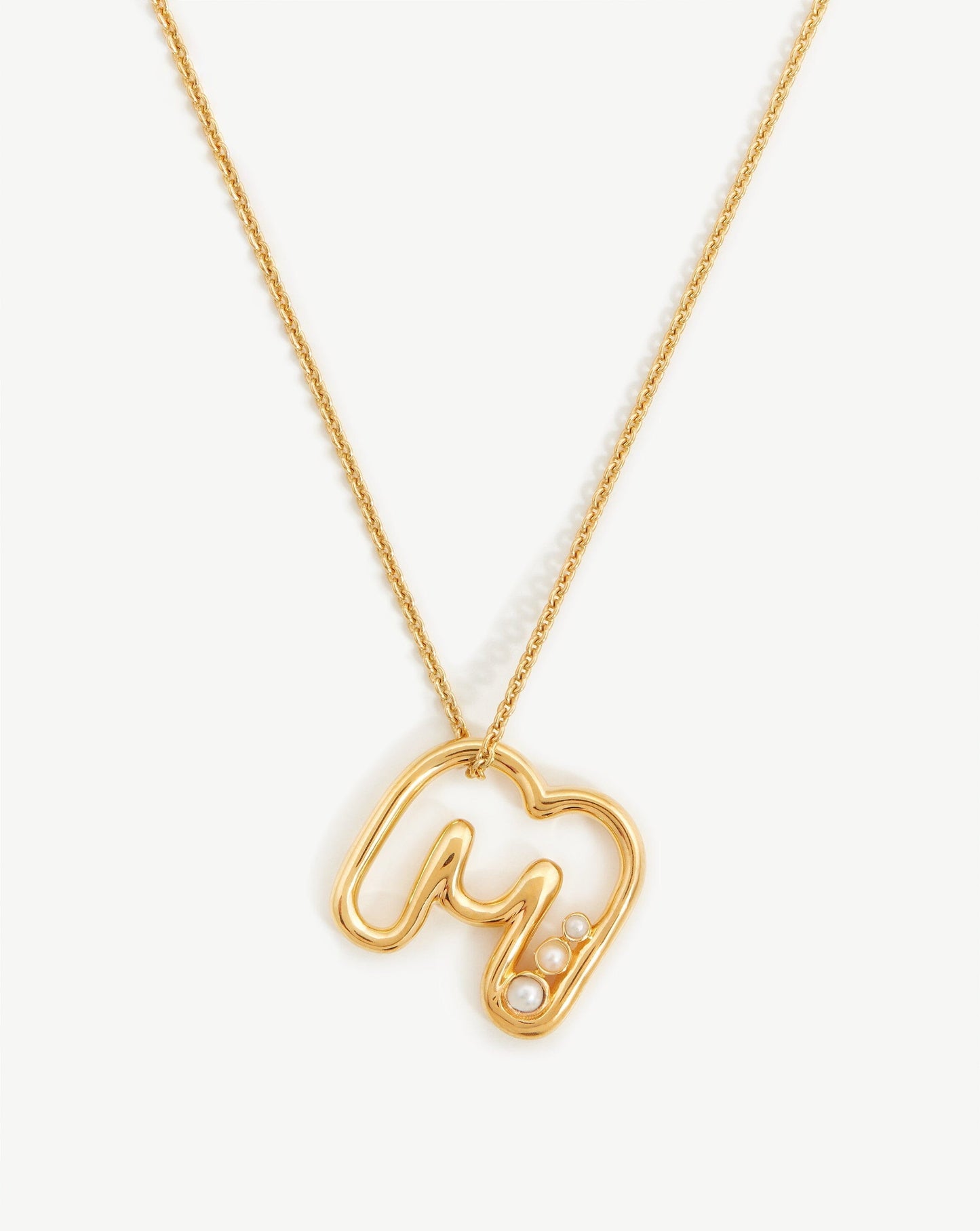 Chubby Pearl Initial Pendant Necklace - Initial M | 18ct Gold Plated Vermeil/Pearl Necklaces Missoma