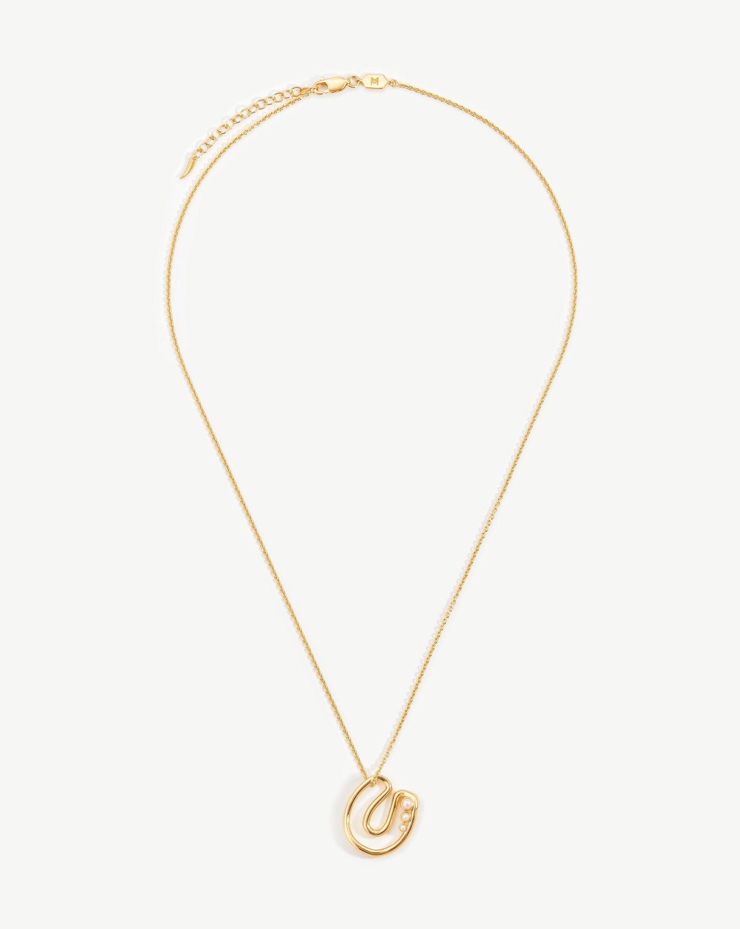 Chubby Pearl Initial Pendant Necklace - Initial U | 18ct Gold Plated Vermeil/Pearl Necklaces Missoma