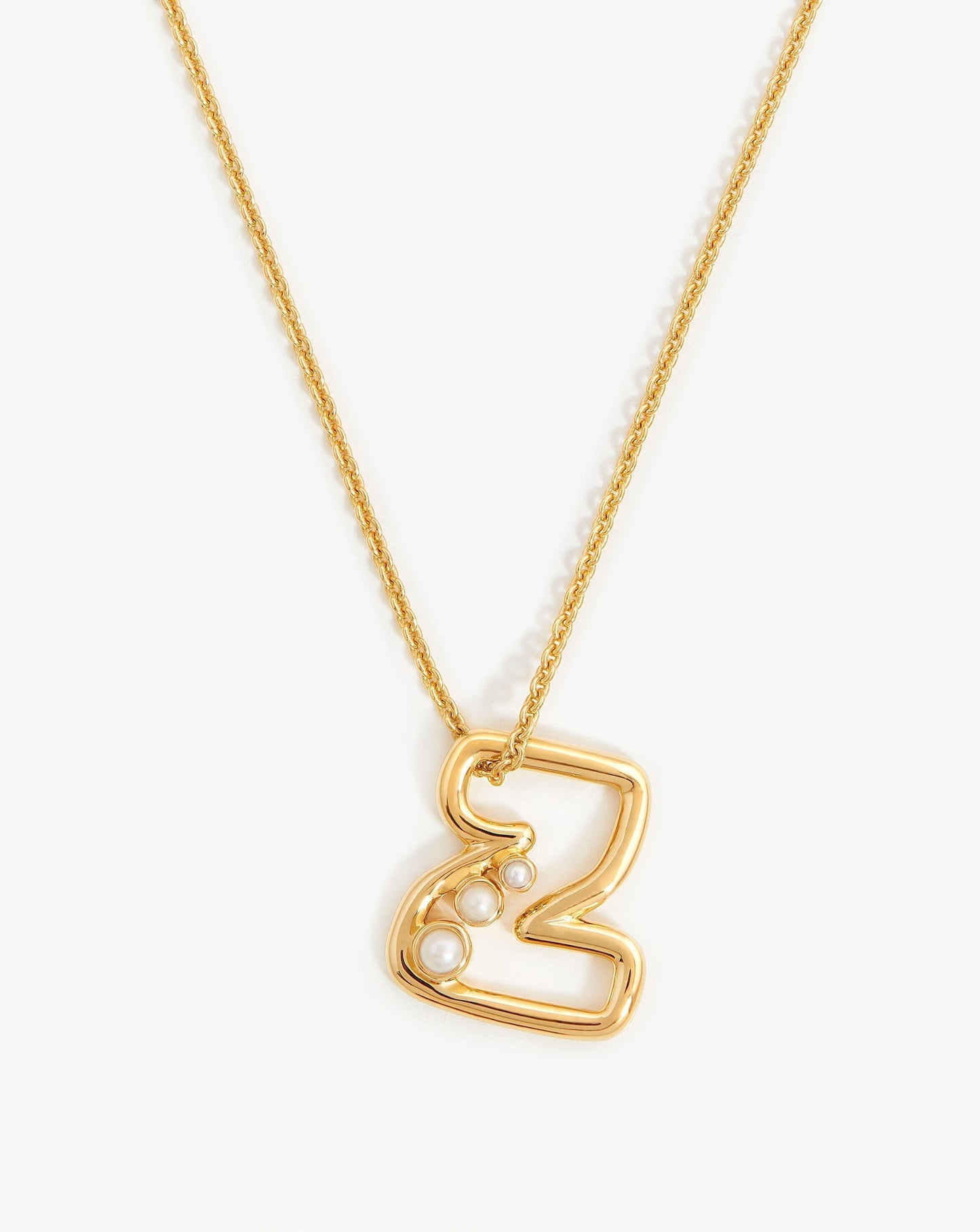 Chubby Pearl Initial Pendant Necklace - Initial Z | 18ct Gold Plated Vermeil/Pearl Necklaces Missoma