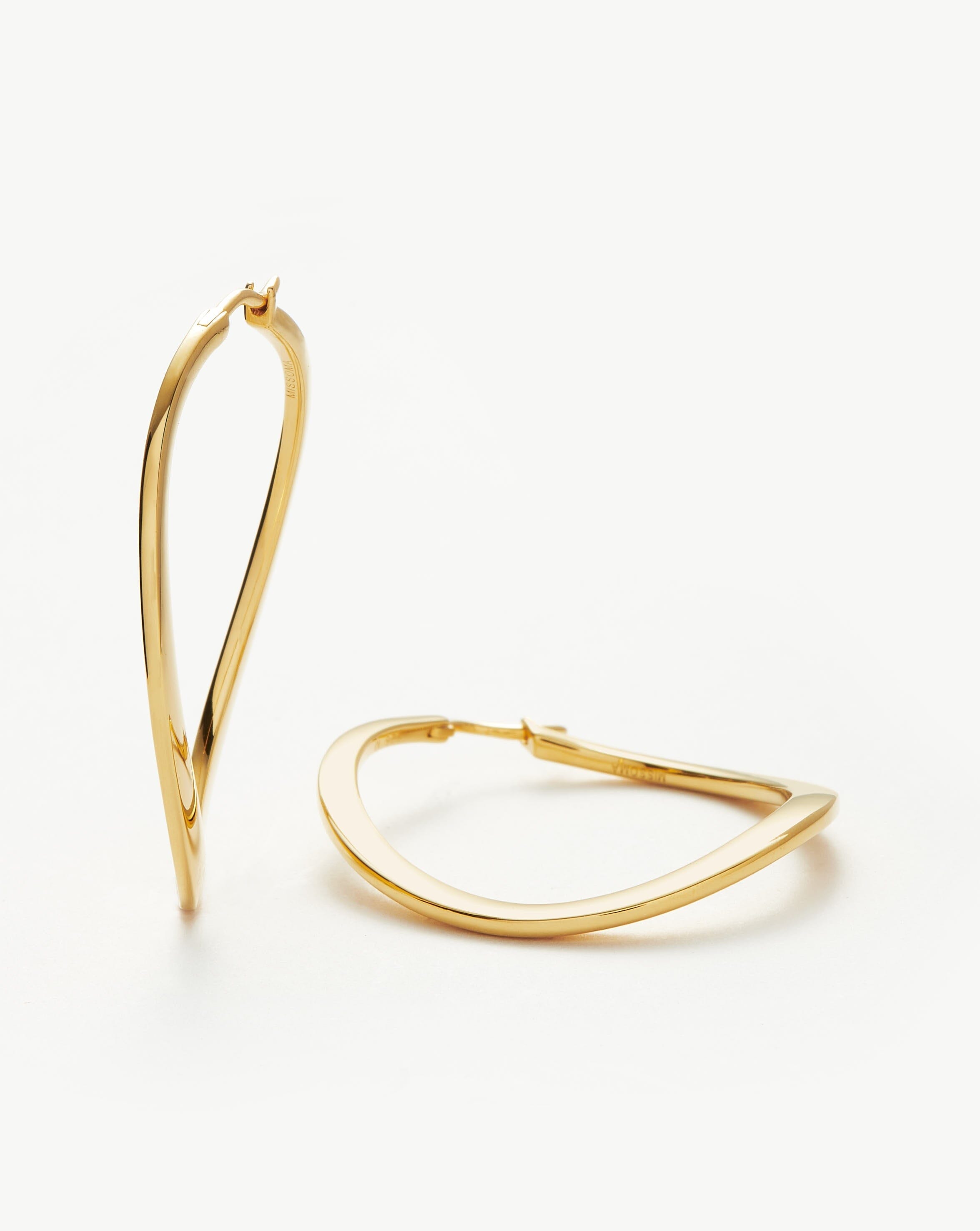 Classic Curve Large Hoop Earrings | 18ct Gold Plated Vermeil Earrings