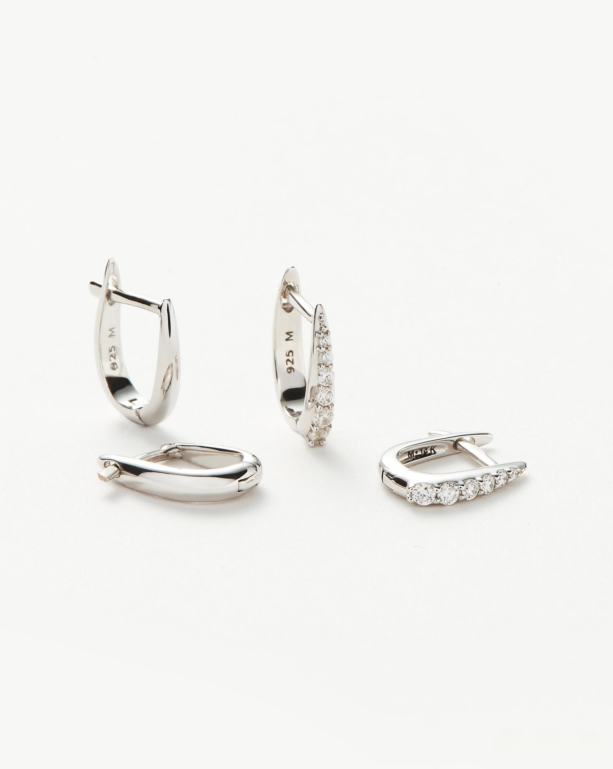 Claw Huggies Earring Set Layering Sets Missoma Sterling Silver/Pavé