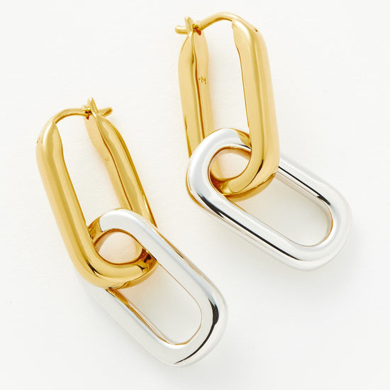 Convertible Ovate Double Link Hoop Earrings | Mixed Metal Earrings Missoma
