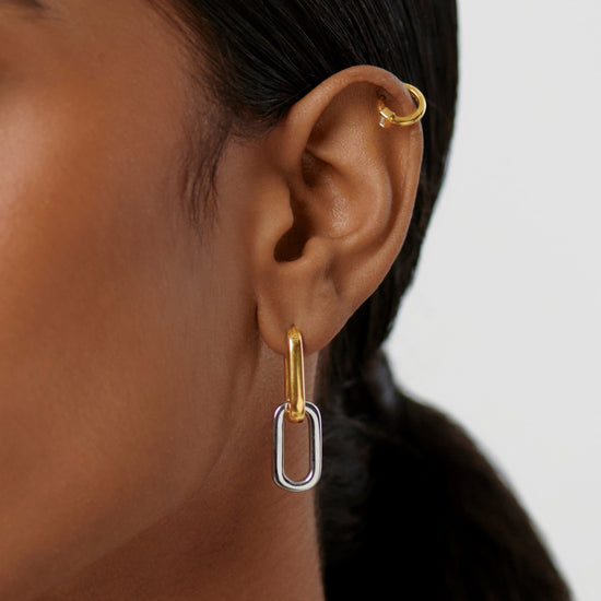 Convertible Ovate Double Link Hoop Earrings | Mixed Metal Earrings Missoma
