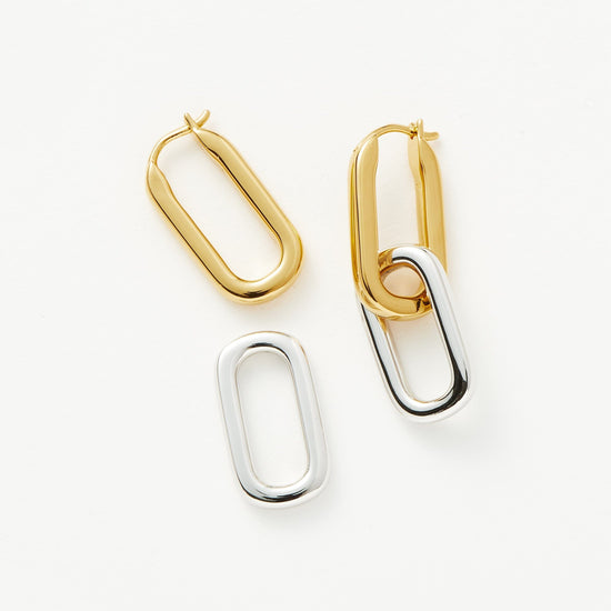 Convertible Ovate Double Link Hoop Earrings | Mixed Metal Earrings Missoma