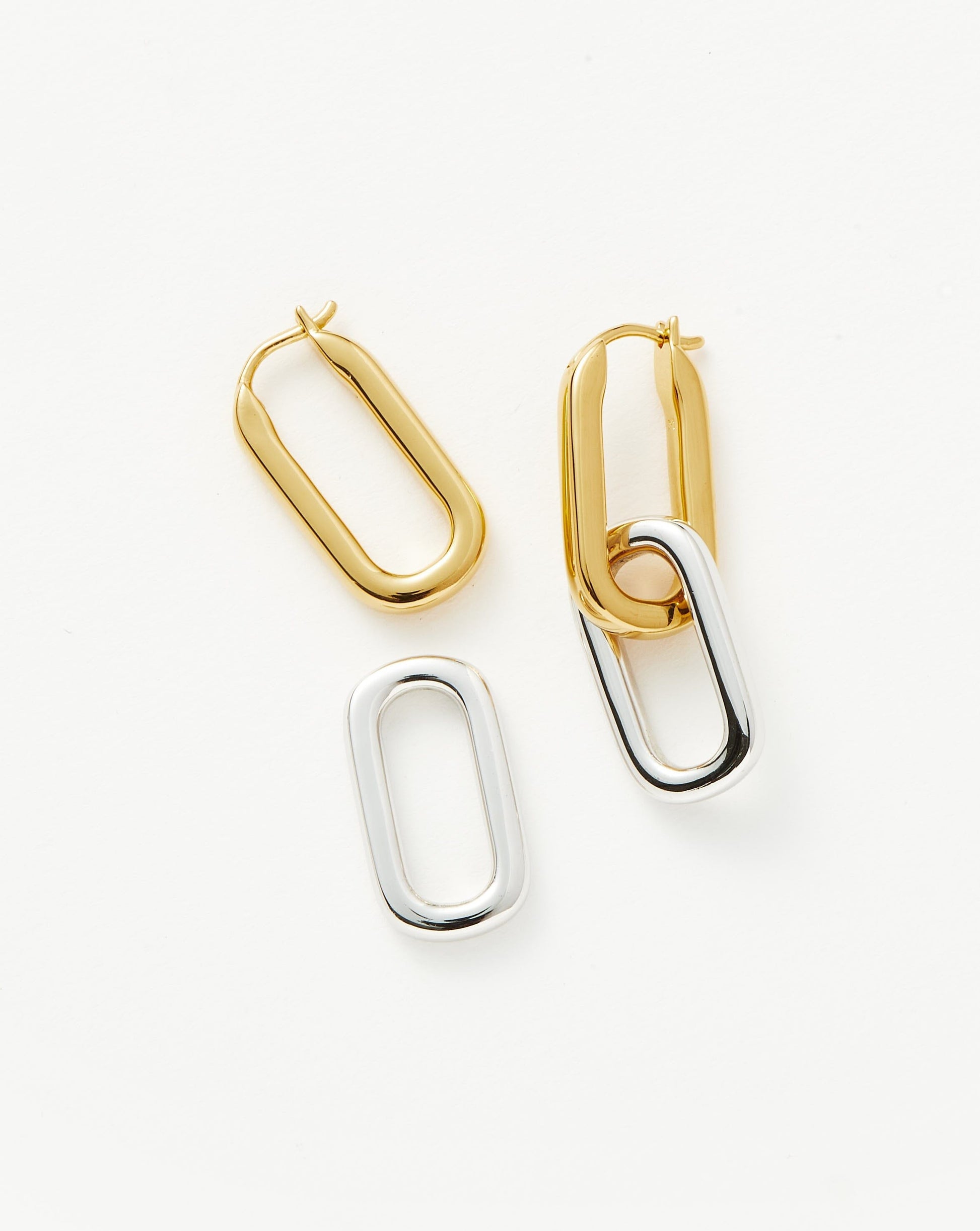 Convertible Ovate Double Link Hoop Earrings | Mixed Metal Earrings Missoma