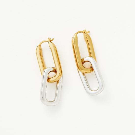 Convertible Ovate Double Link Hoop Earrings | Mixed Metal Earrings Missoma