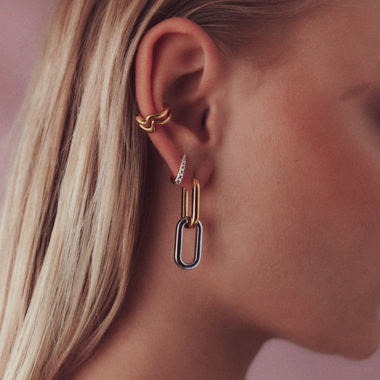 Convertible Ovate Double Link Hoop Earrings | Mixed Metal Earrings Missoma
