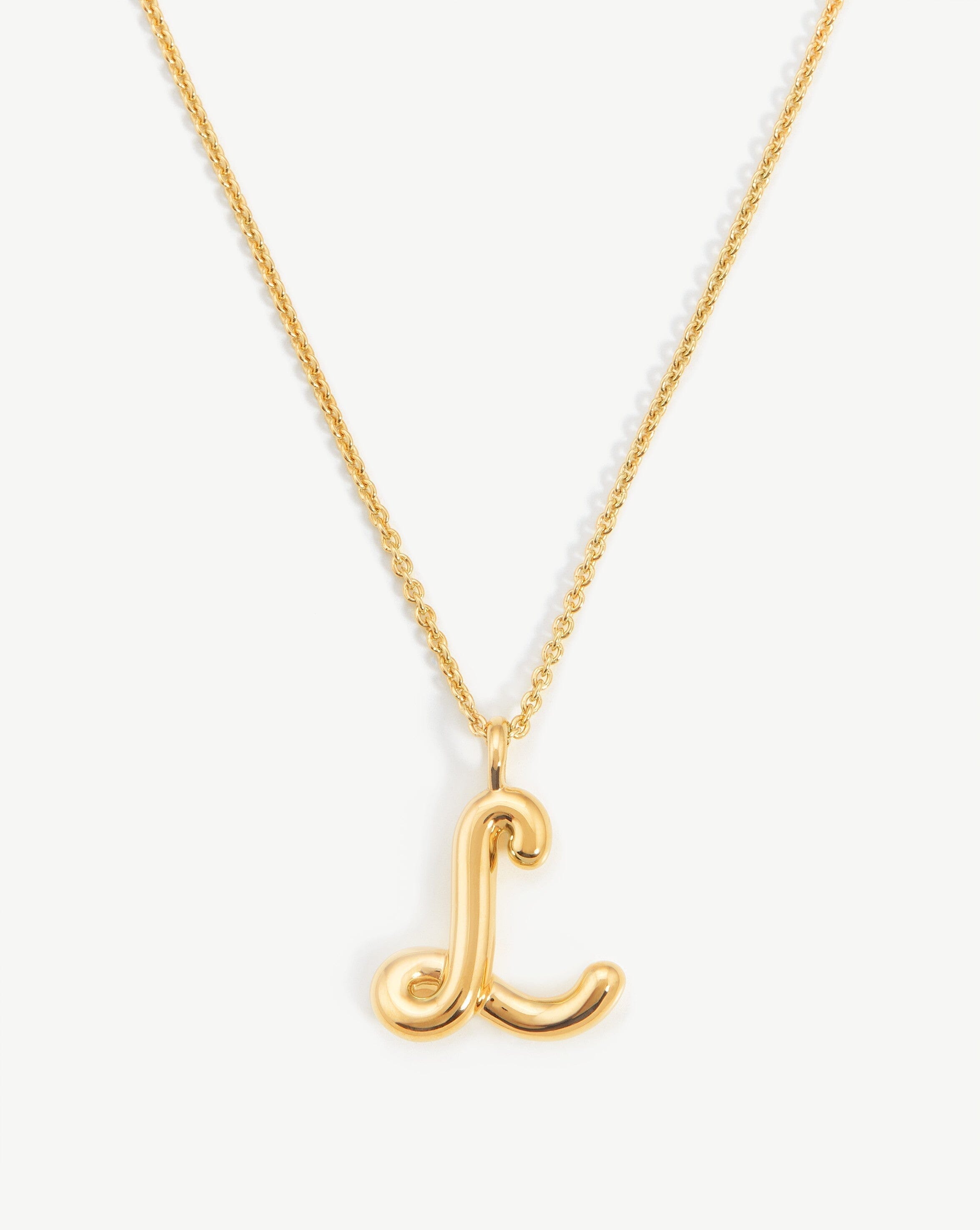 Curly Molten Initial Pendant Necklace