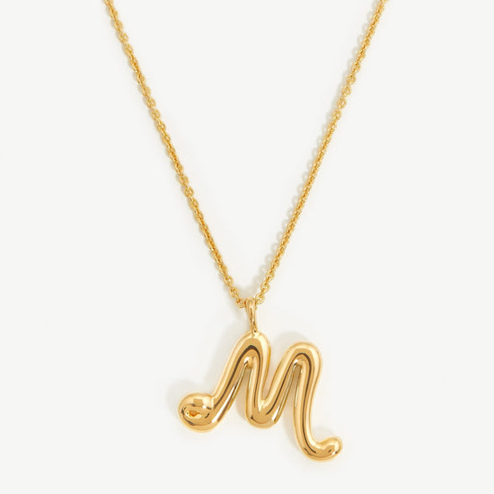 Curly Molten Initial Pendant Necklace - Initial M | 18ct Gold Plated Vermeil Necklaces Missoma