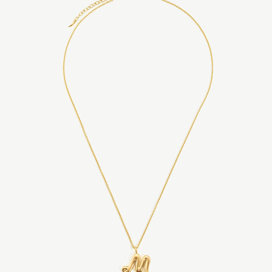 Curly Molten Initial Pendant Necklace - Initial M | 18ct Gold Plated Vermeil Necklaces Missoma