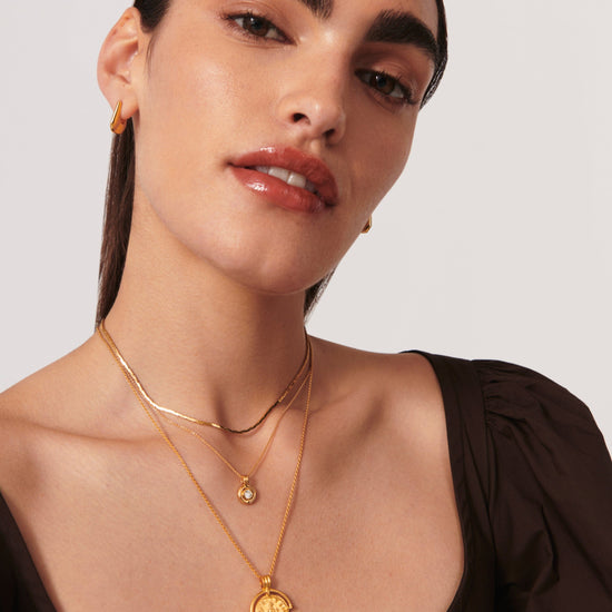Enamel & Stone Byline Round Pendant Necklace | 18ct Gold Plated Vermeil/Cubic Zirconia Necklaces Missoma