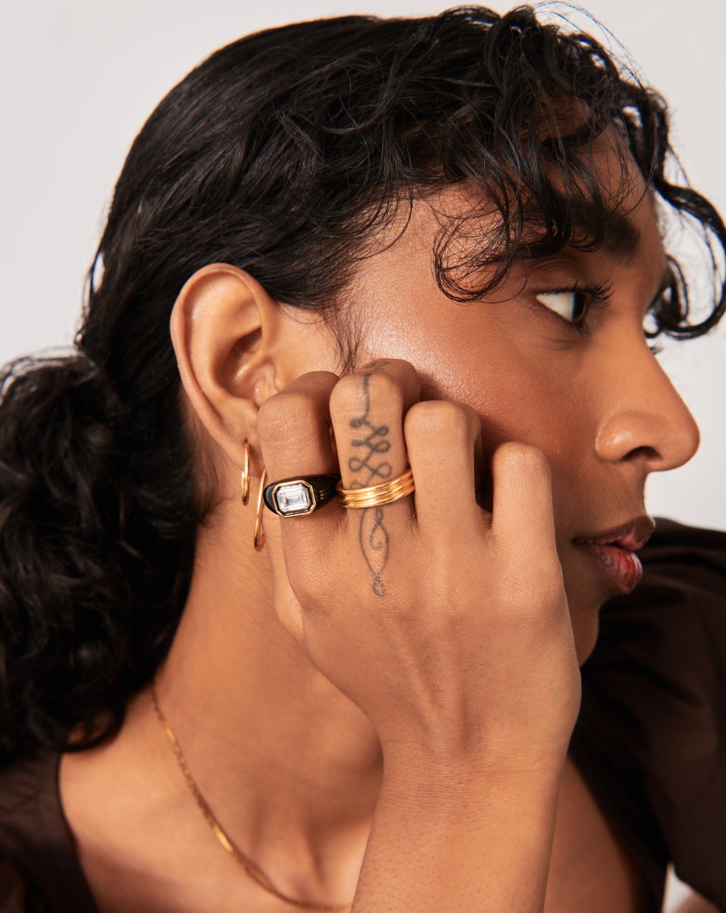 Enamel & Stone Dome Statement Ring | 18ct Gold Plated Vermeil/Black Rings Missoma