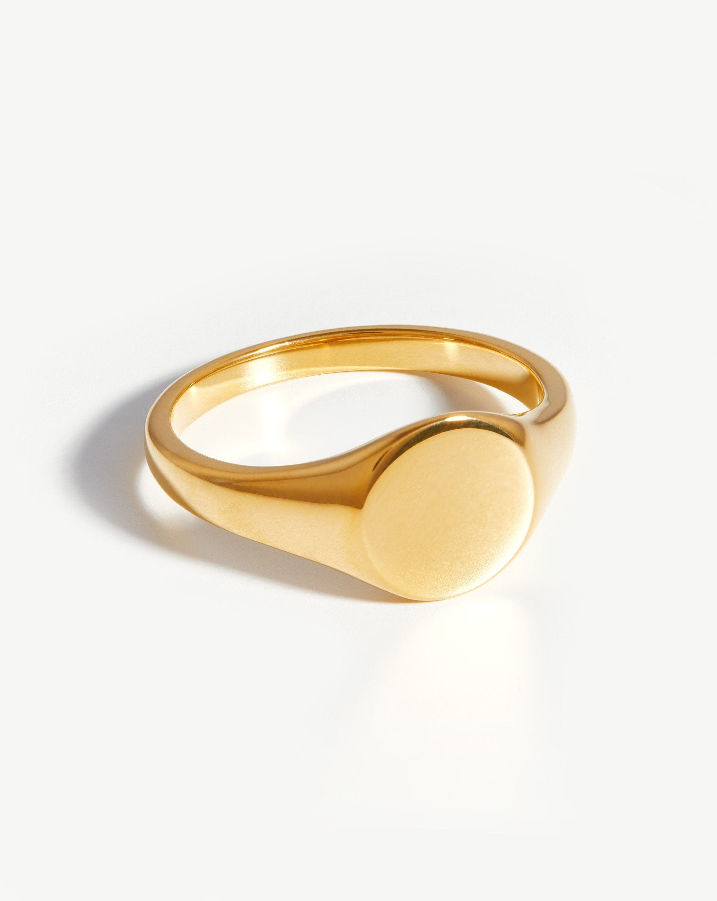 22Ct Gold Vermeil Old English Engraved Initial Rounded Signet Ring - Letter  M by SEOL + GOLD