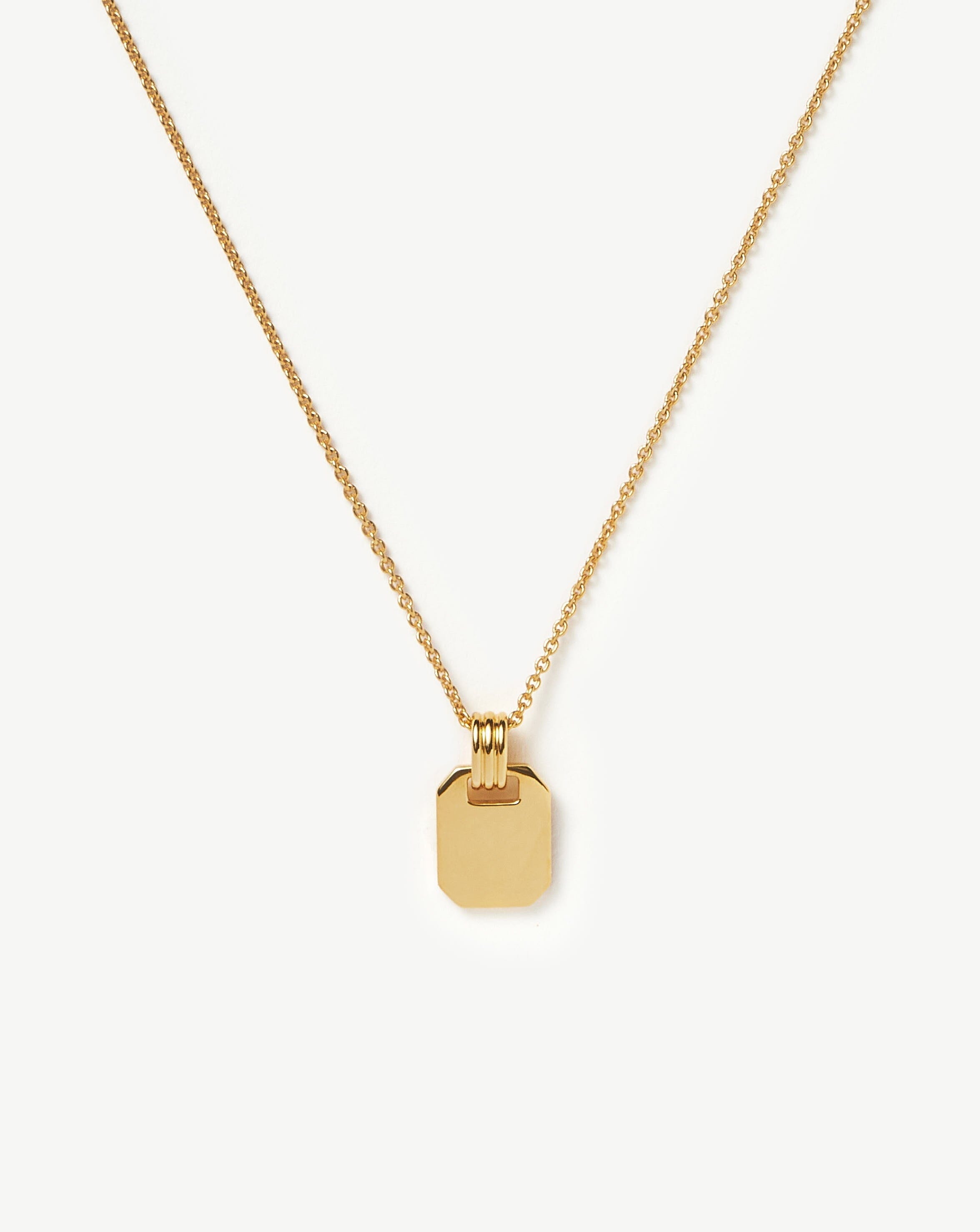 Engravable Small Tag Pendant Necklace 18ct Gold Vermeil Missoma