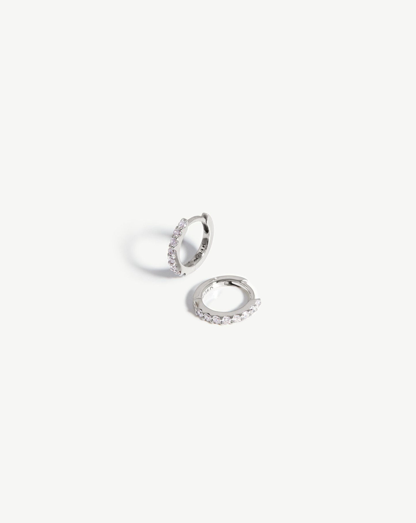 Fine Classic Diamond Huggies | 14ct White Gold/Diamond Earrings Missoma