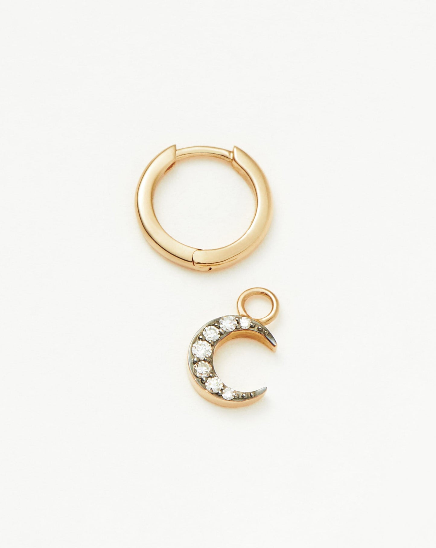 Fine Diamond Single Moon Charm Hoop Earring | 14ct Solid Gold/Diamond Earrings Missoma