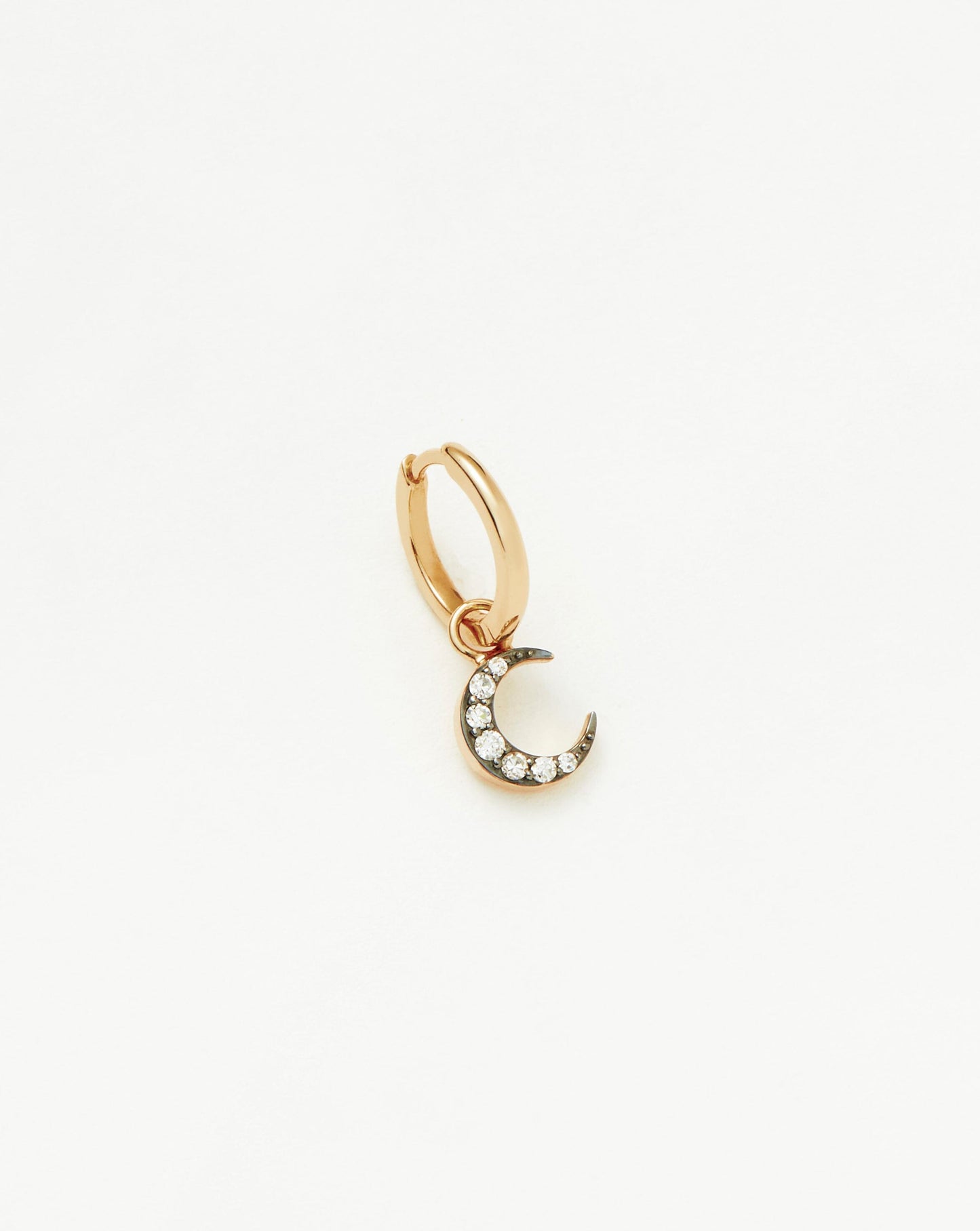Fine Diamond Single Moon Charm Hoop Earring | 14ct Solid Gold/Diamond Earrings Missoma