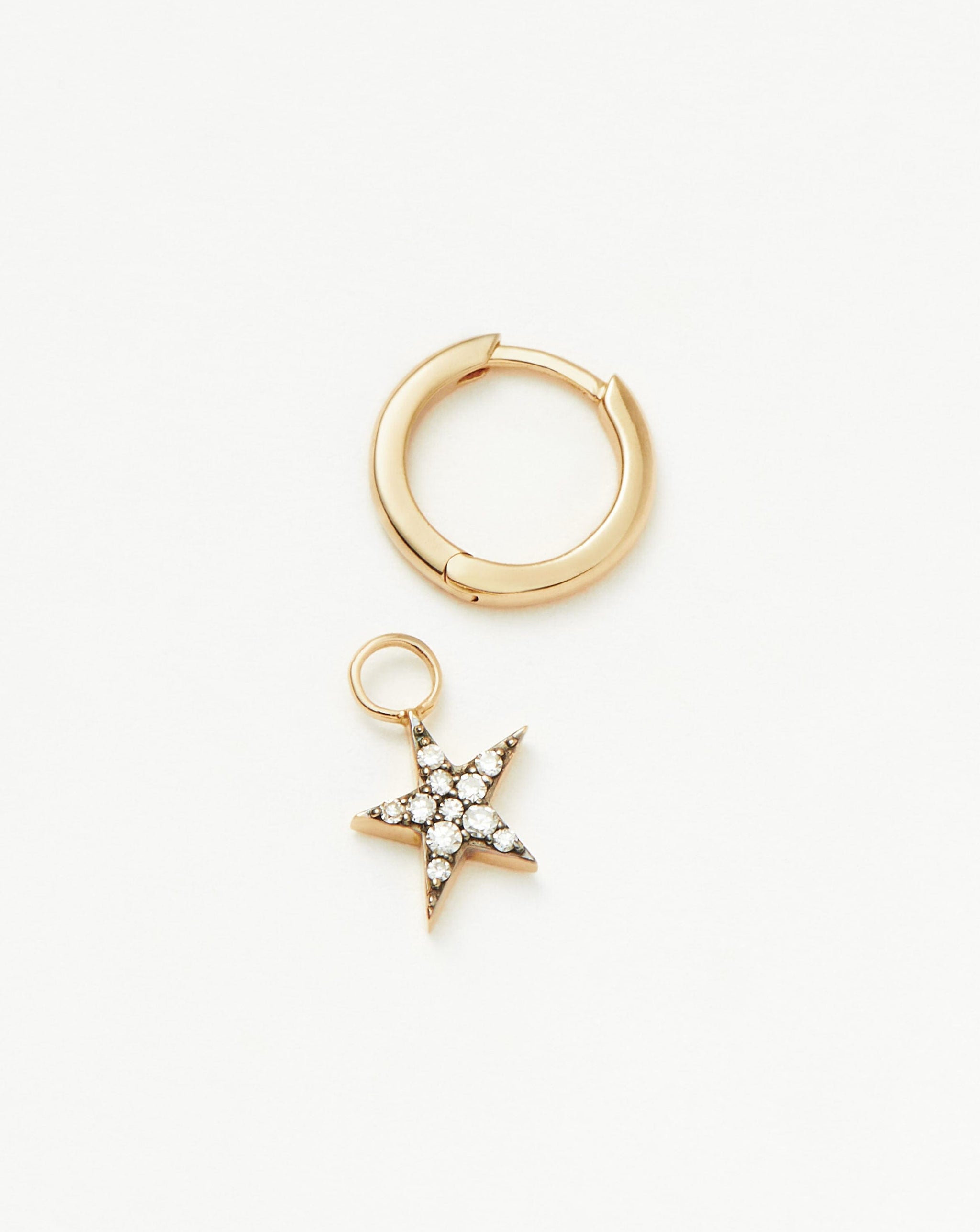 Fine Diamond Single Star Charm Hoop Earring | 14ct Solid Gold/Diamond Earrings Missoma