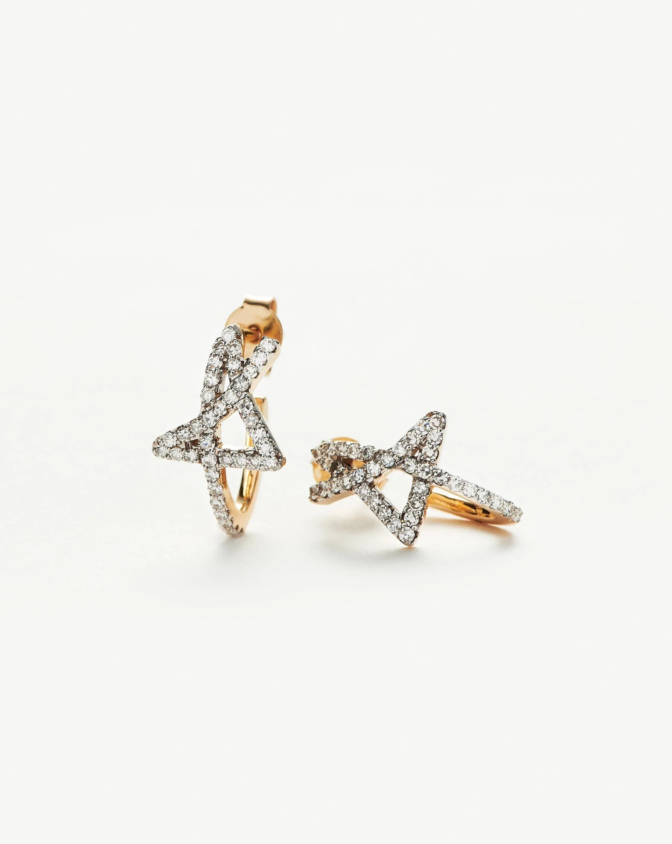 Fine Diamond Star Stud Earrings 14ct Solid Gold Diamond Missoma