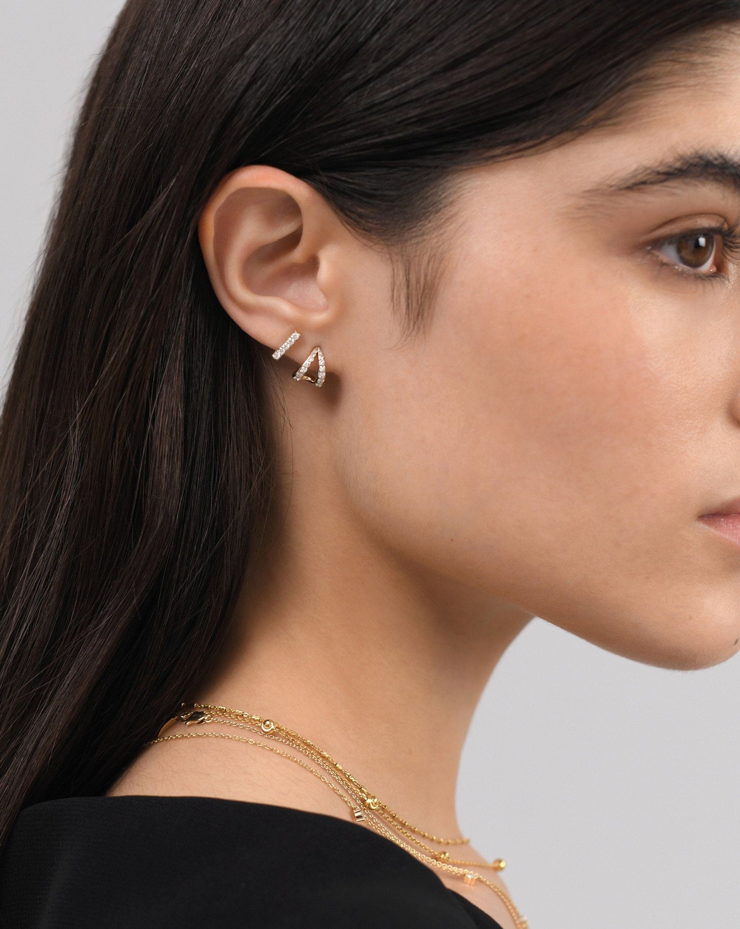 Fine Diamond Wishbone Huggies | 14ct Solid Gold/Diamond Earrings Missoma