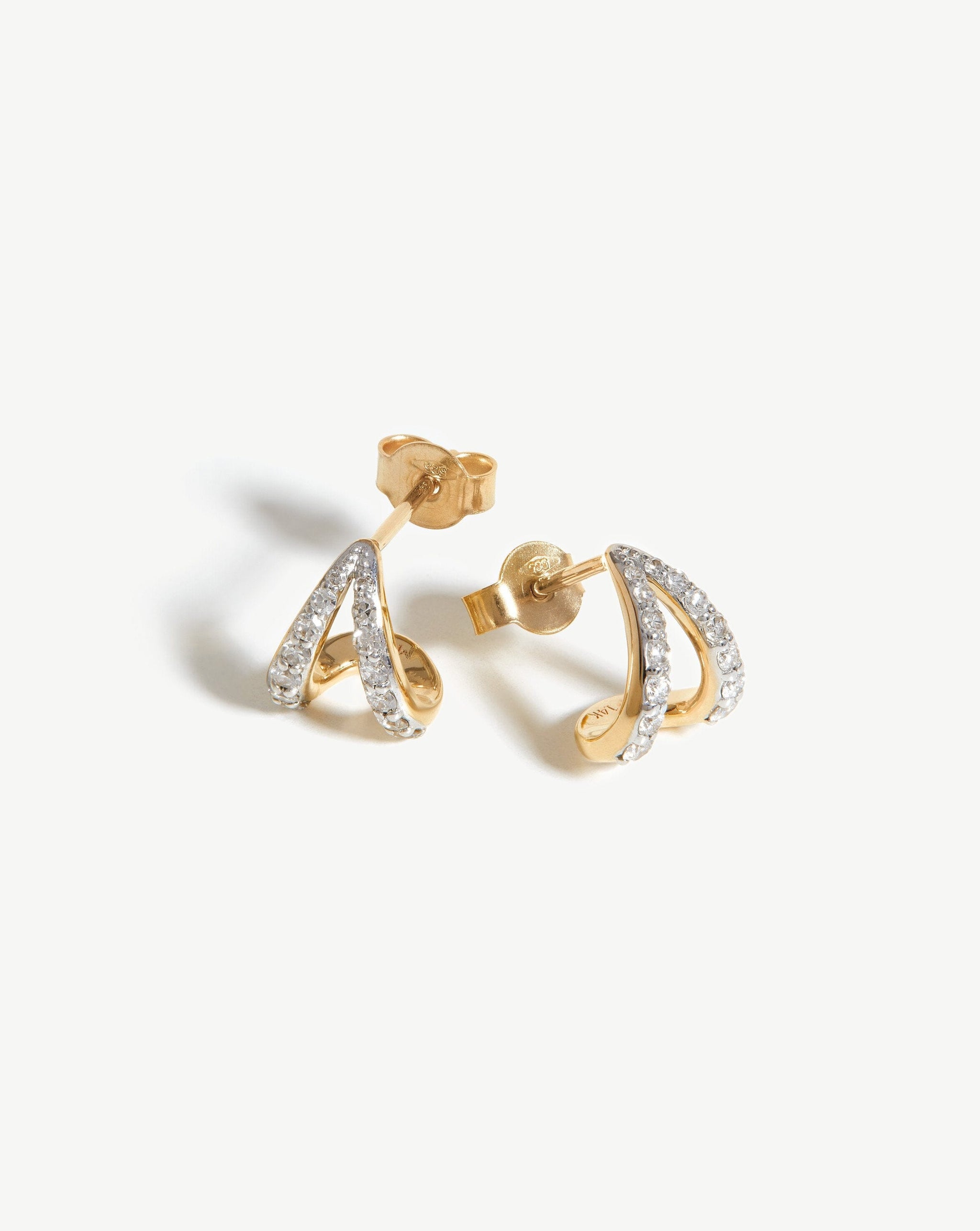 Fine Diamond Wishbone Huggies | 14ct Solid Gold/Diamond Earrings Missoma
