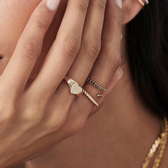 Fine Engravable Heart Signet Ring | 14ct Solid Gold Rings Missoma