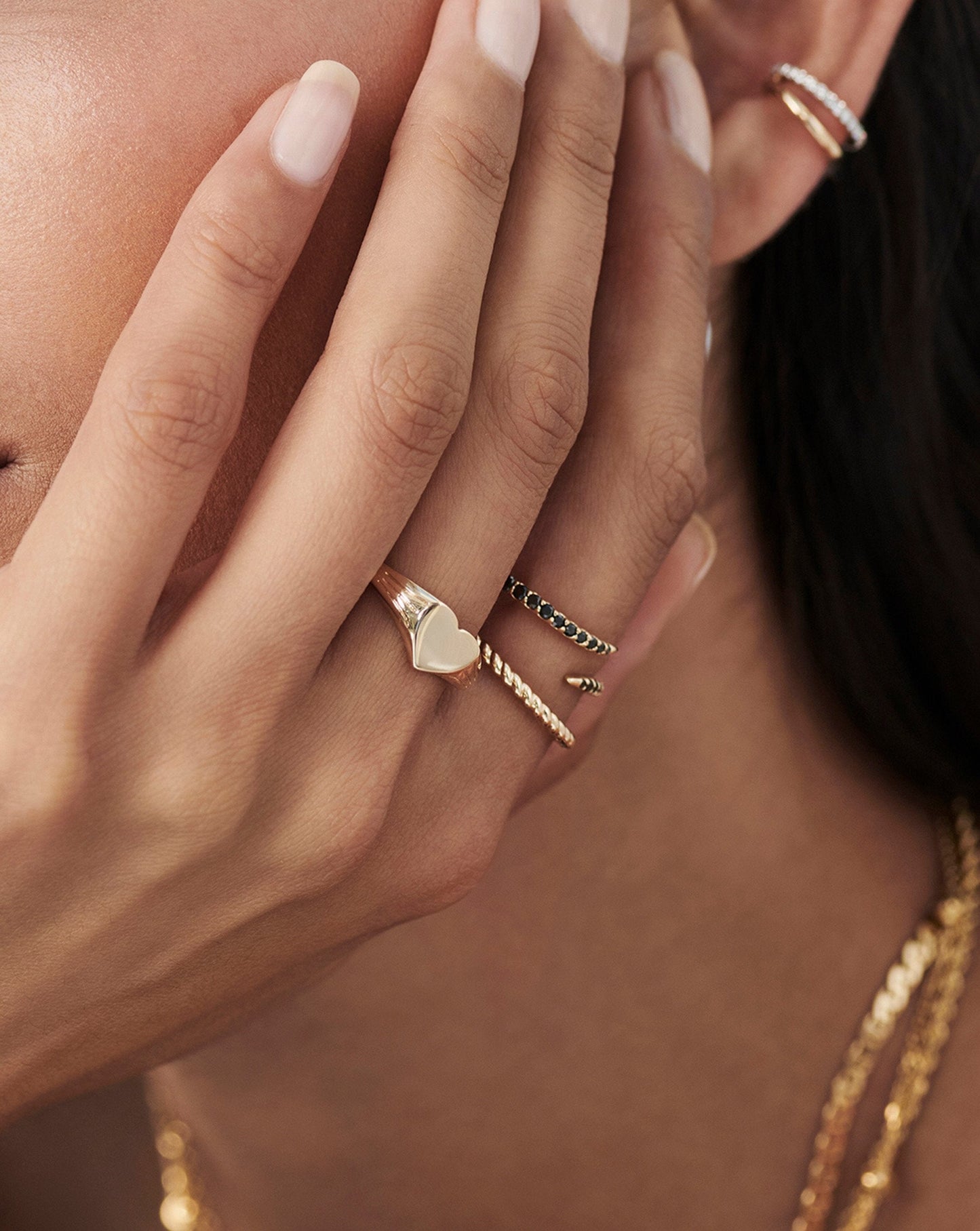 Fine Engravable Heart Signet Ring | 14ct Solid Gold Rings Missoma