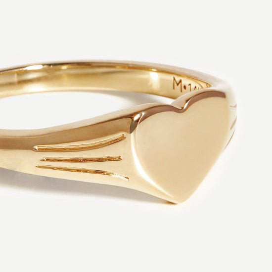 Fine Engravable Heart Signet Ring | 14ct Solid Gold Rings Missoma