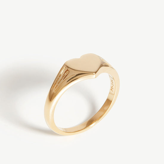 Fine Engravable Heart Signet Ring | 14ct Solid Gold Rings Missoma
