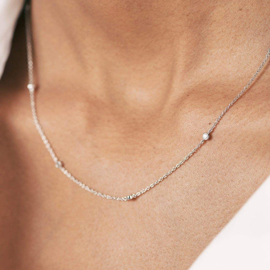 Fine Floating Diamond Necklace | 14ct White Gold Necklaces Missoma