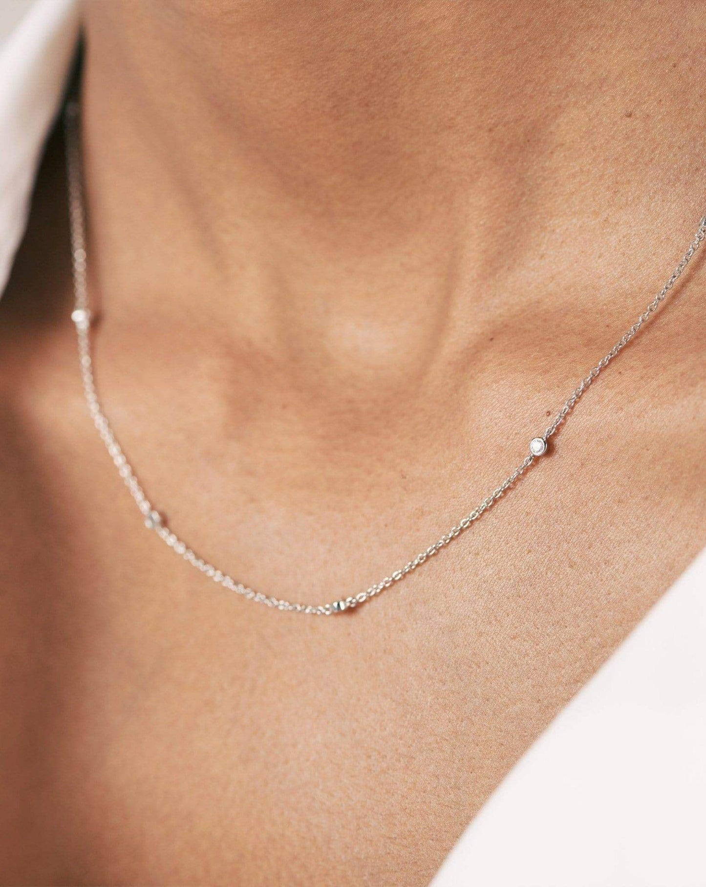 Fine Floating Diamond Necklace | 14ct White Gold Necklaces Missoma