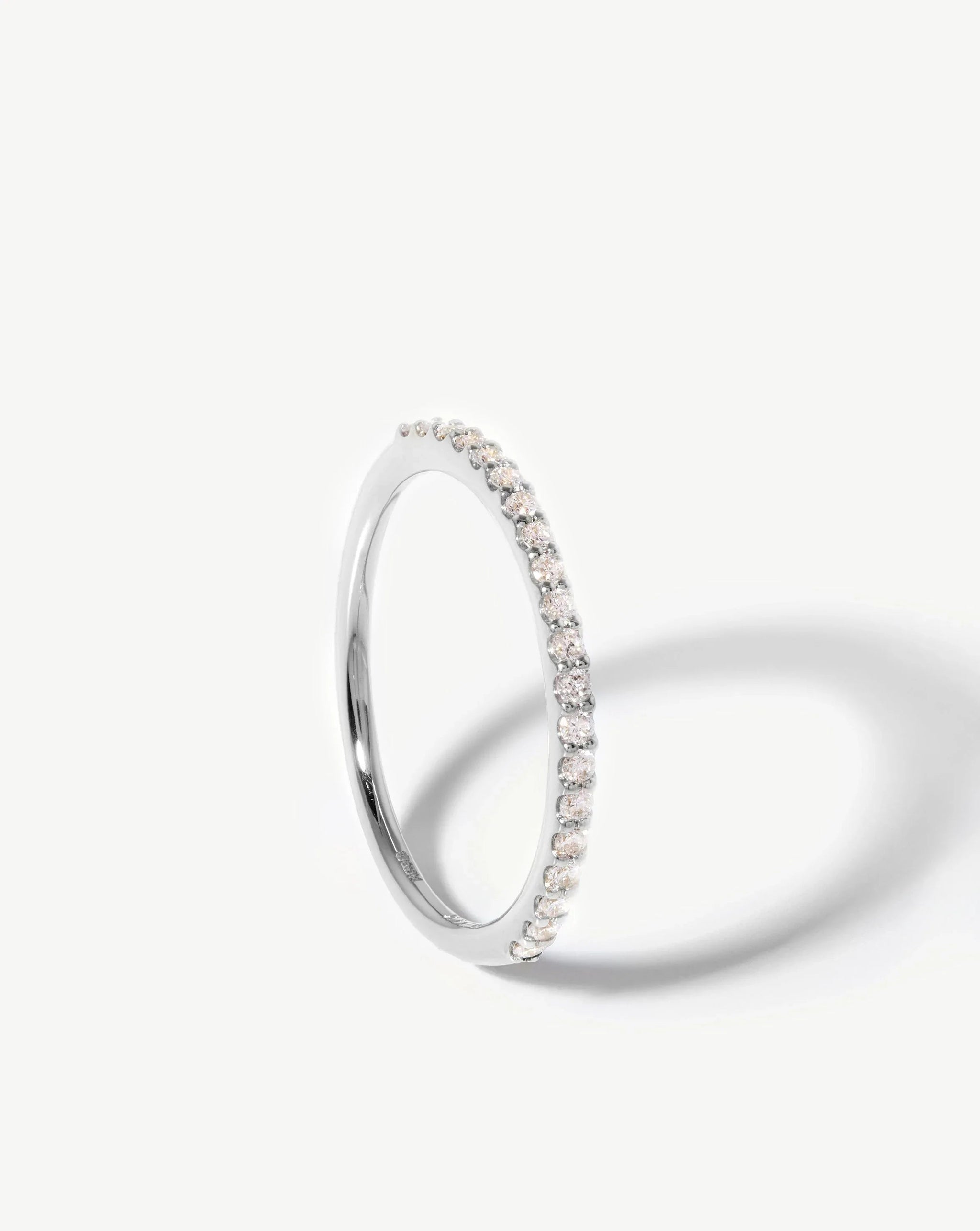 Fine Slim Half Eternity Ring | 14ct White Gold/Diamond Rings Missoma