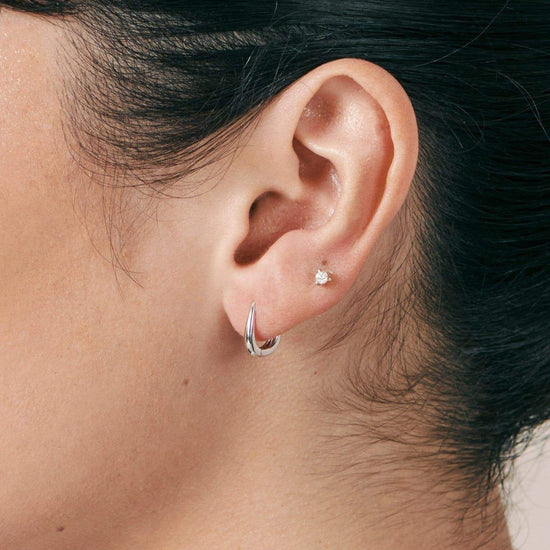 Fine Small Single Solitaire Diamond Stud Earring | 14ct White Gold/Diamond Earrings Missoma