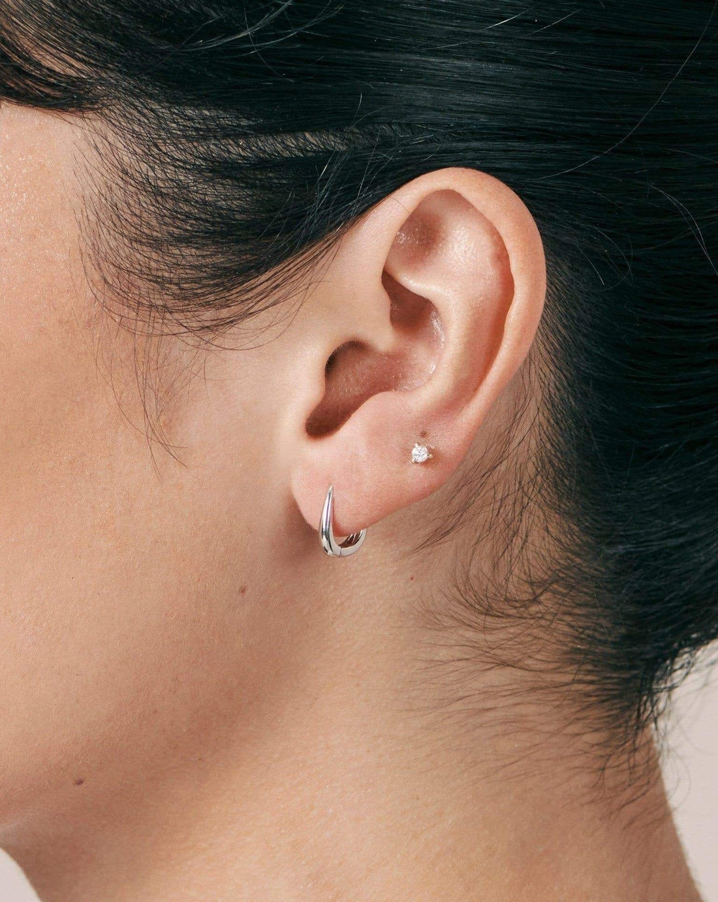 Fine Small Single Solitaire Diamond Stud Earring | 14ct White Gold/Diamond Earrings Missoma