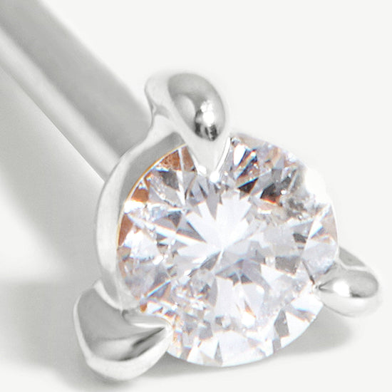 Fine Small Single Solitaire Diamond Stud Earring | 14ct White Gold/Diamond Earrings Missoma