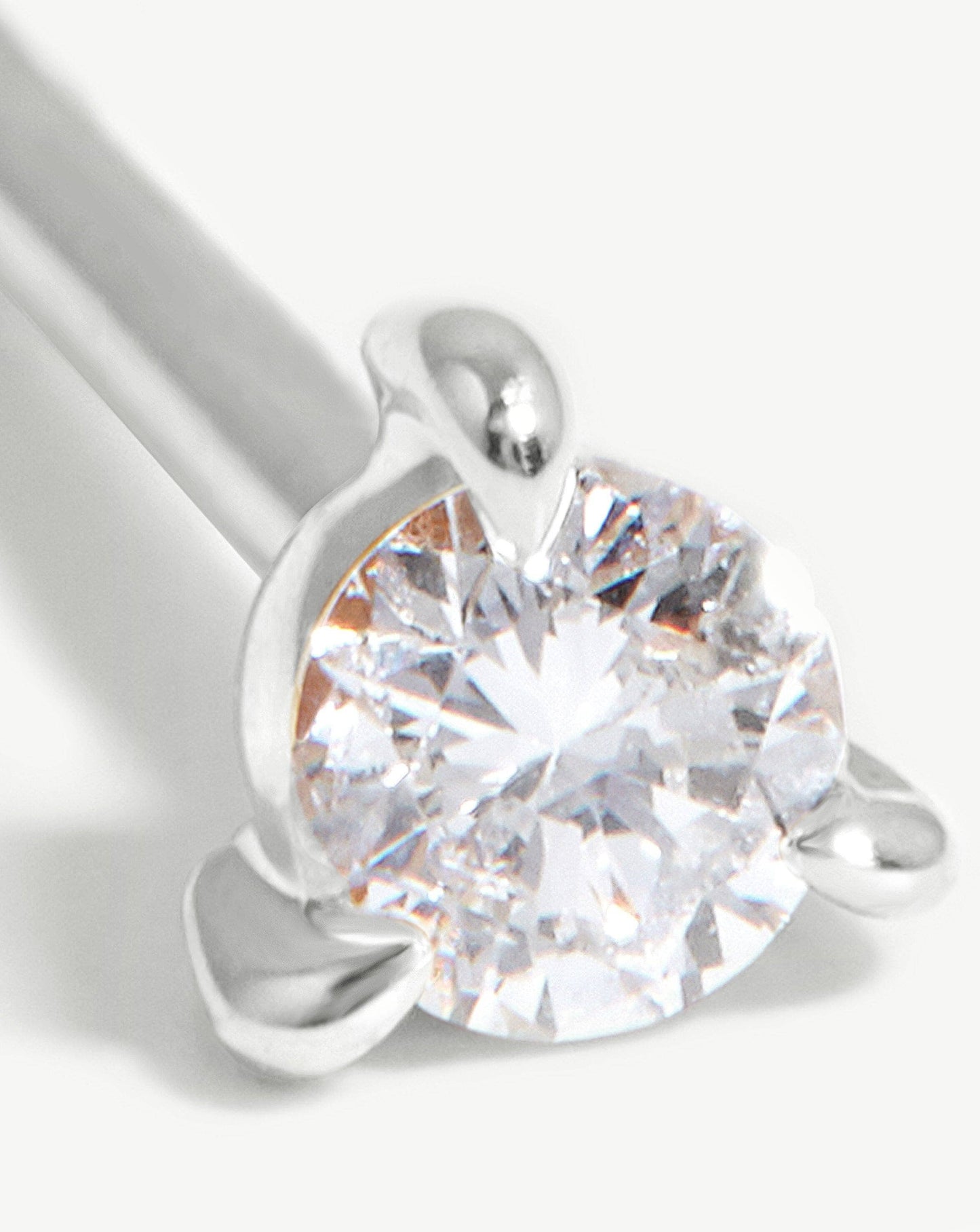 Fine Small Single Solitaire Diamond Stud Earring | 14ct White Gold/Diamond Earrings Missoma