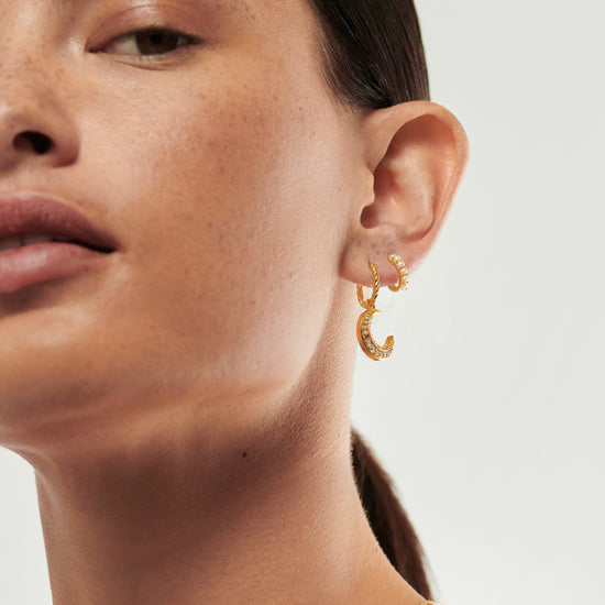 Gemstone Huggies | 18ct Gold Plated Vermeil/Pearl Earrings Missoma