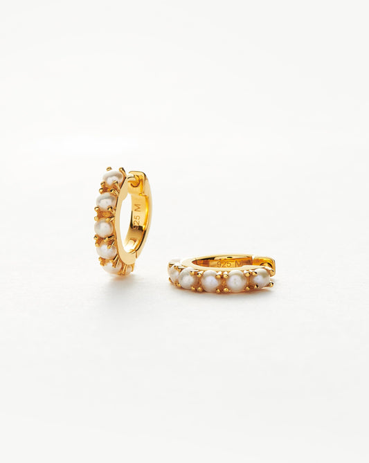Gemstone Huggies | 18ct Gold Plated Vermeil/Pearl Earrings Missoma