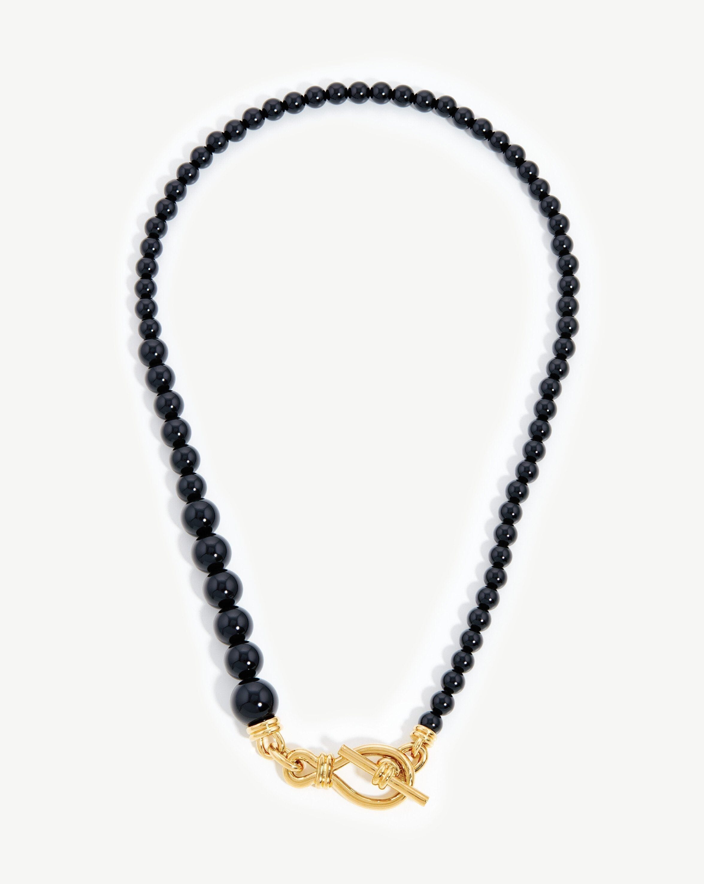 Onyx and on sale gold bead necklace
