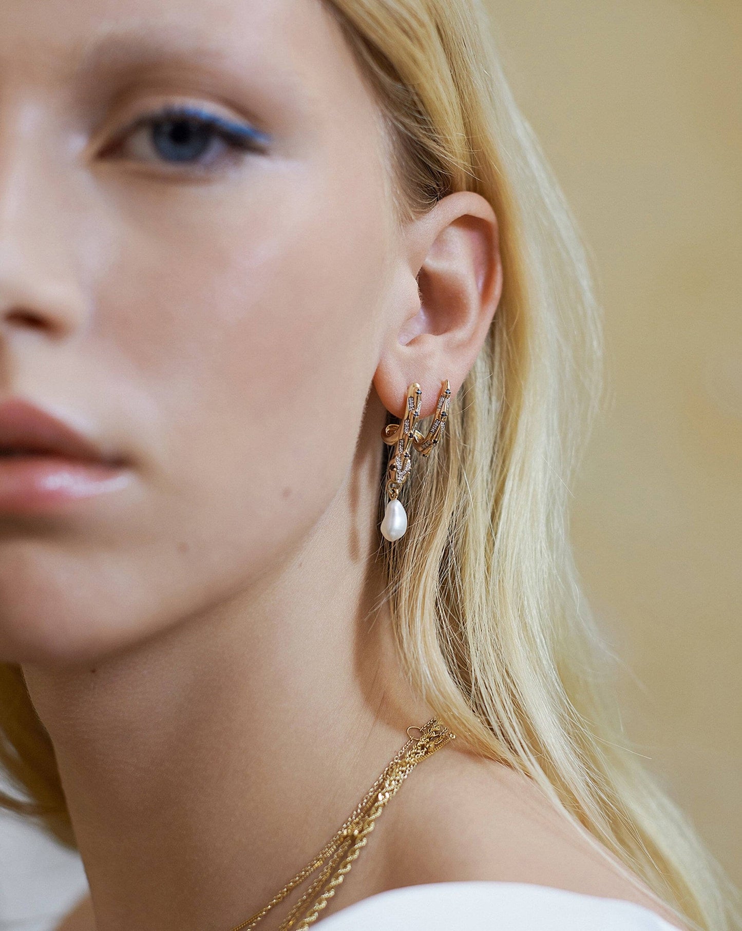 Harris Reed Fine Coiled Serpent Earrings | 14ct Solid Gold/Pearl & Diamond Earrings Missoma