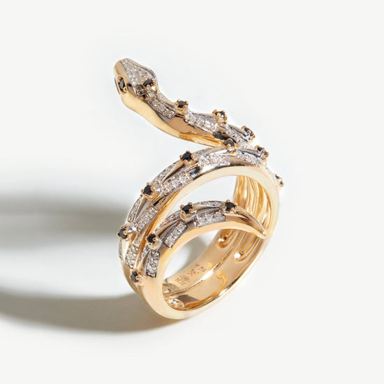 Harris Reed Fine Coiled Serpent Ring | 14ct Solid Gold/Diamond Rings Missoma