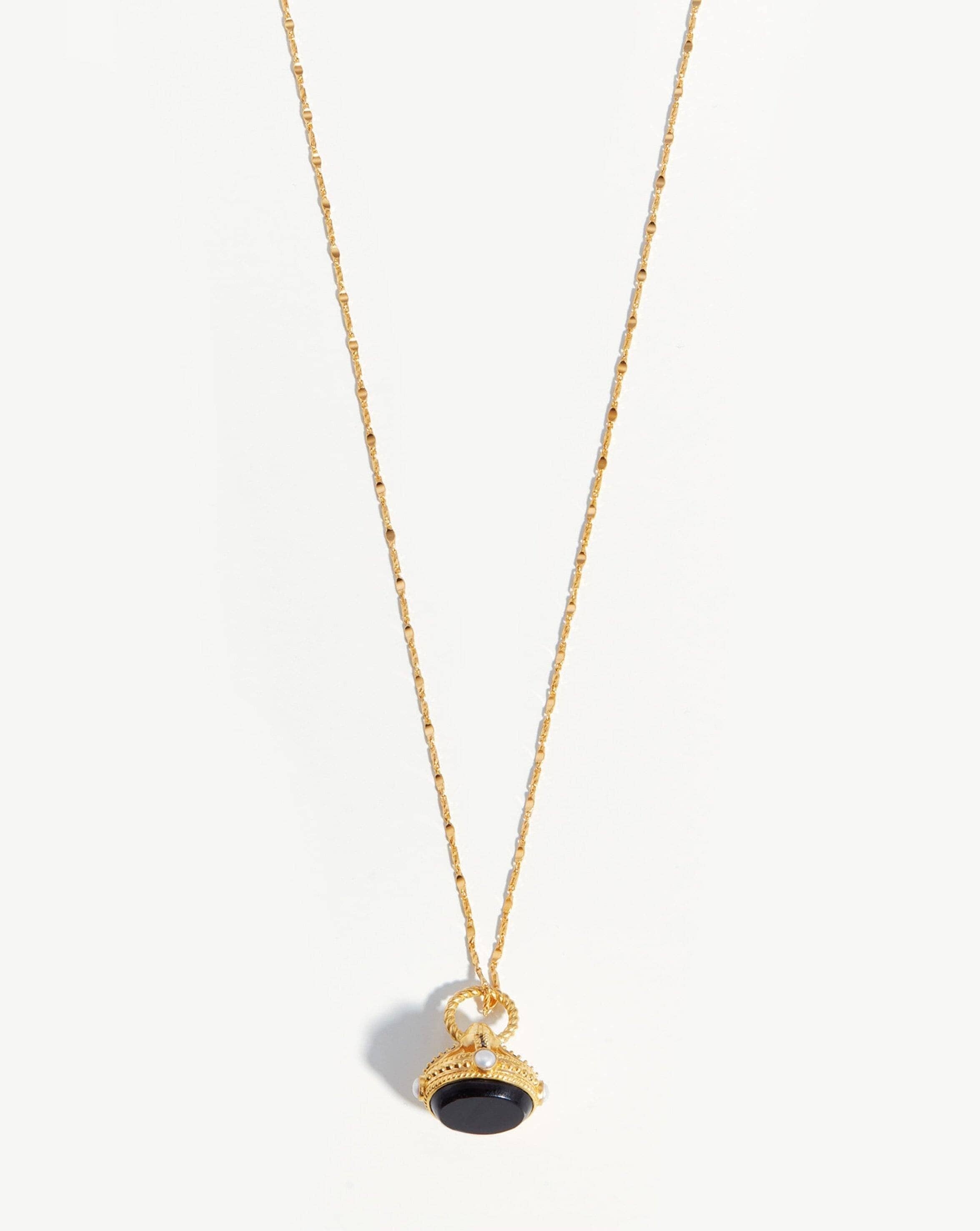 Missoma Harris Reed Rising Star Locket Necklace | 18ct Gold Plated/Pearl & Black Enamel