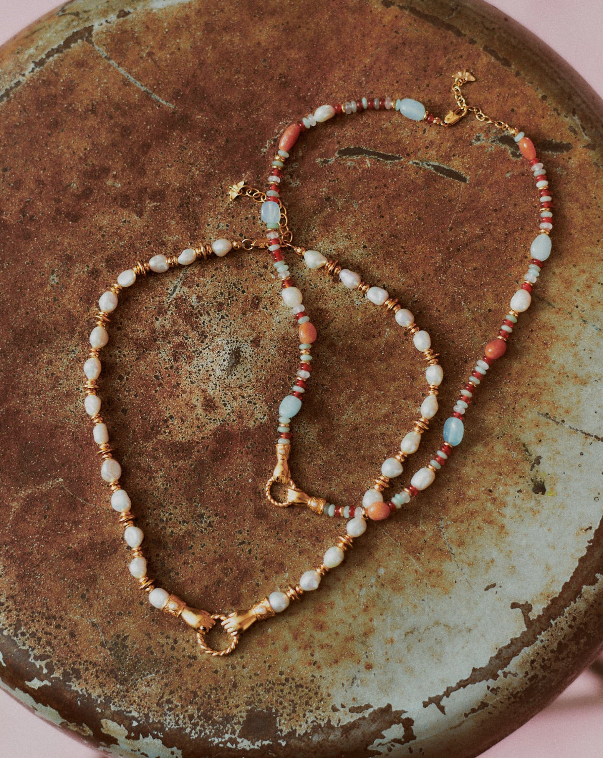 Harris Reed In Good Hands Beaded Gemstone Necklace | 18ct Gold Plated/Multi Gemstone & Pearl Necklaces Missoma