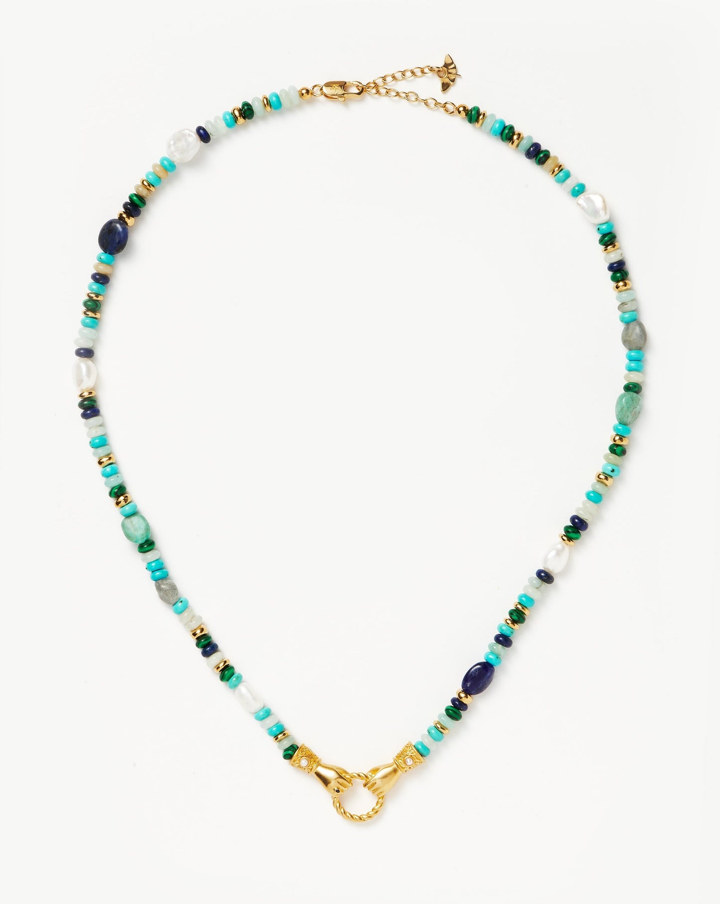 Harris Reed In Good Hands Beaded Gemstone Necklace | 18ct Gold Plated/Turquoise, Lapis & Pearl Necklaces Missoma